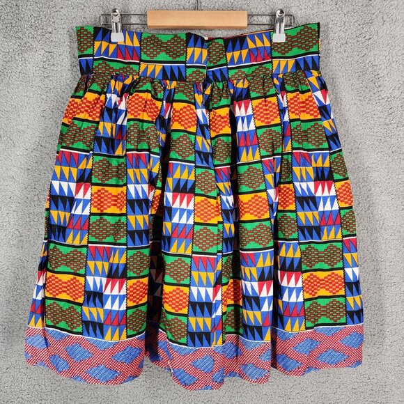 Li Lis Creations Women's Size 12/14 Colorful African Print Handmade Midi Skirt - Picture 3 of 7